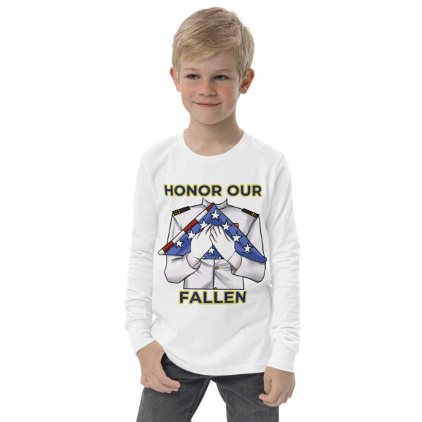 HONOR OUR FALLEN TOO FIFE Youth Long Sleeve Tee - Image 9