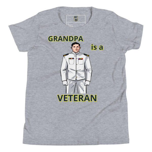 GRANDPA IS A VETERAN TOO FOWER Youth Short Sleeve T-Shirt - Image 3