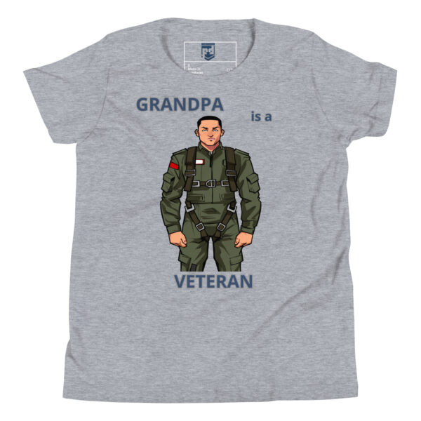 GRANDPA IS A VETERAN TOO FOWER Youth Short Sleeve T-Shirt - Image 3