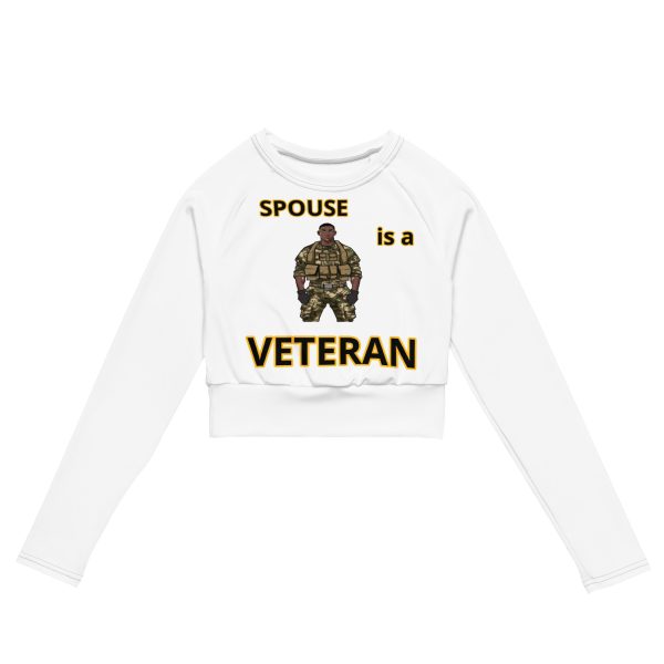 SPOUSE IS A VETERAN TOO FOWER Recycled Long-Sleeve Crop Top
