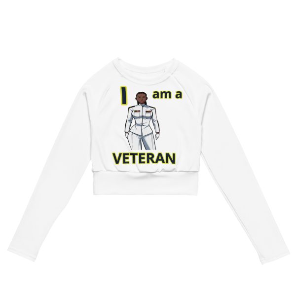 I AM A VETERAN TOO FOWER Recycled Long-Sleeve Crop Top