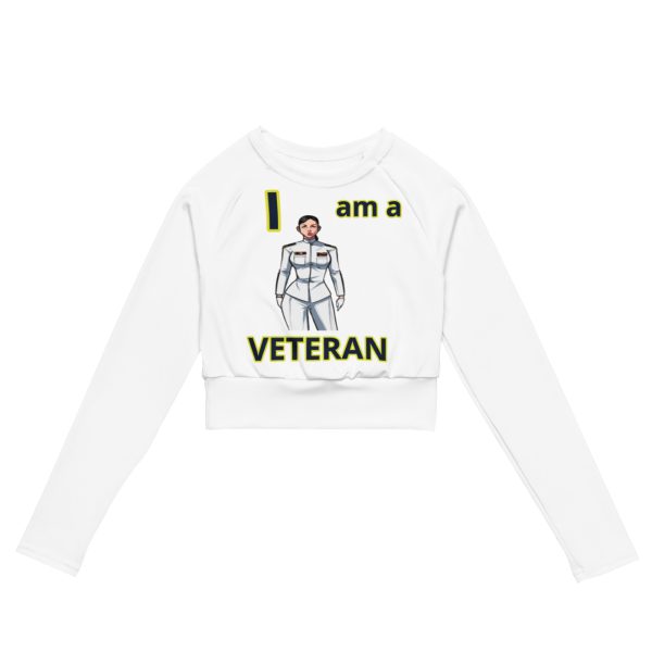 I AM A VETERAN TOO FOWER Recycled Long-Sleeve Crop Top