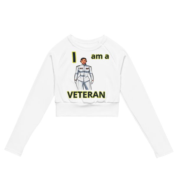 I AM A VETERAN TOO FOWER Recycled Long-Sleeve Crop Top