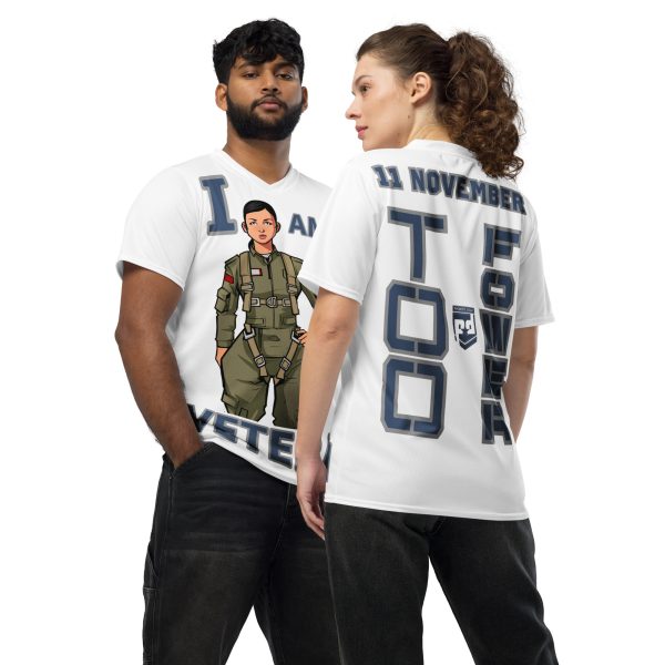I AM A  VETERAN TOO FOWER Recycled Unisex Sports Jersey