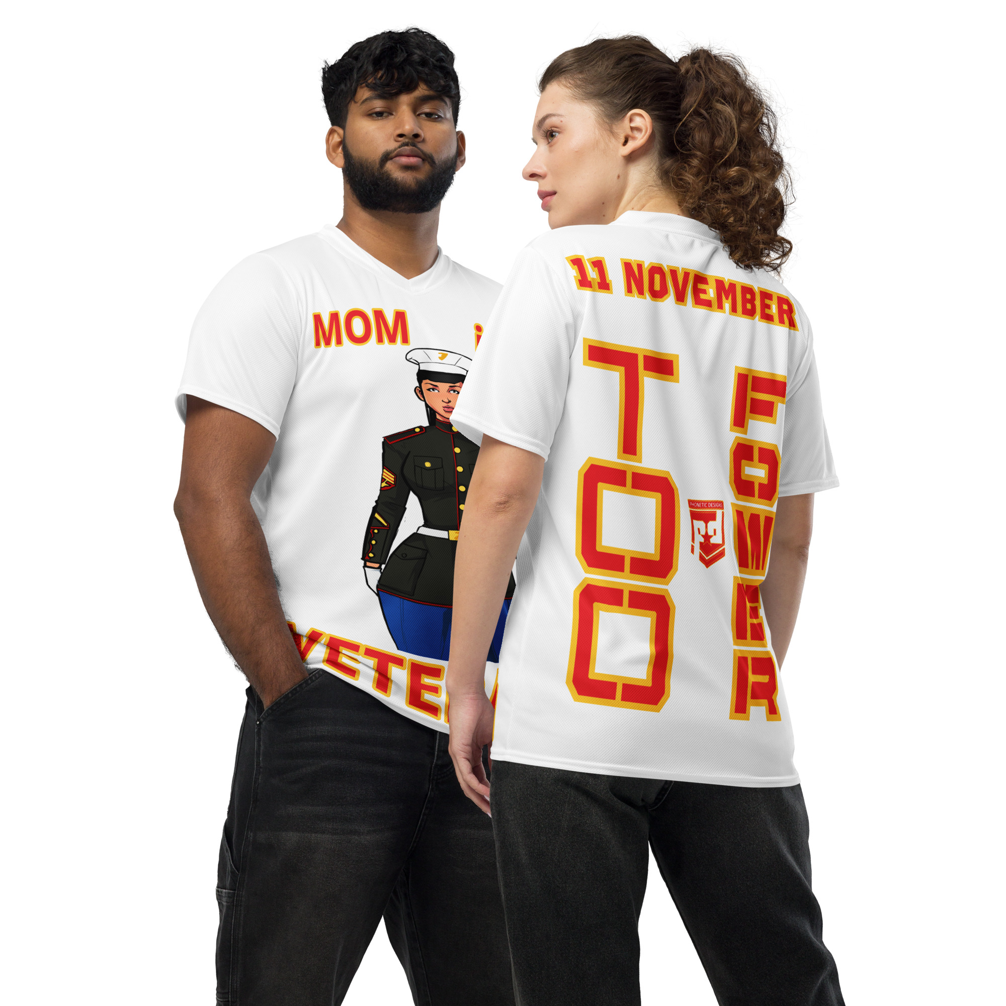 MOM IS A VETERAN TOO FOWER Recycled Unisex Sports Jersey