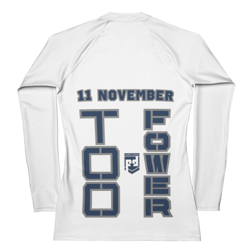 SPOUSE IS A VETERAN TOO FOWER Women's Rash Guard - Image 2