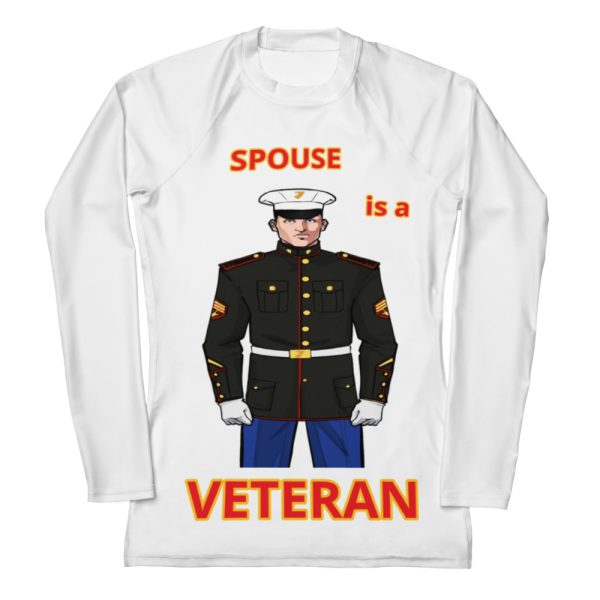 SPOUSE IS A VETERAN TOO FOWER Women's Rash Guard
