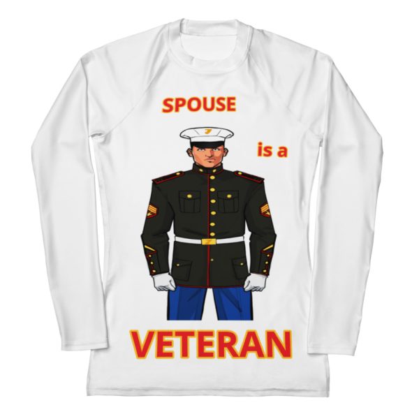 SPOUSE IS A VETERAN TOO FOWER Women's Rash Guard