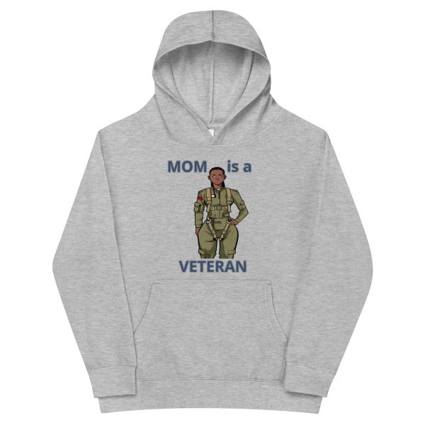MOM IS A VETERAN TOO FOWER Kids Fleece Hoodie - Image 3