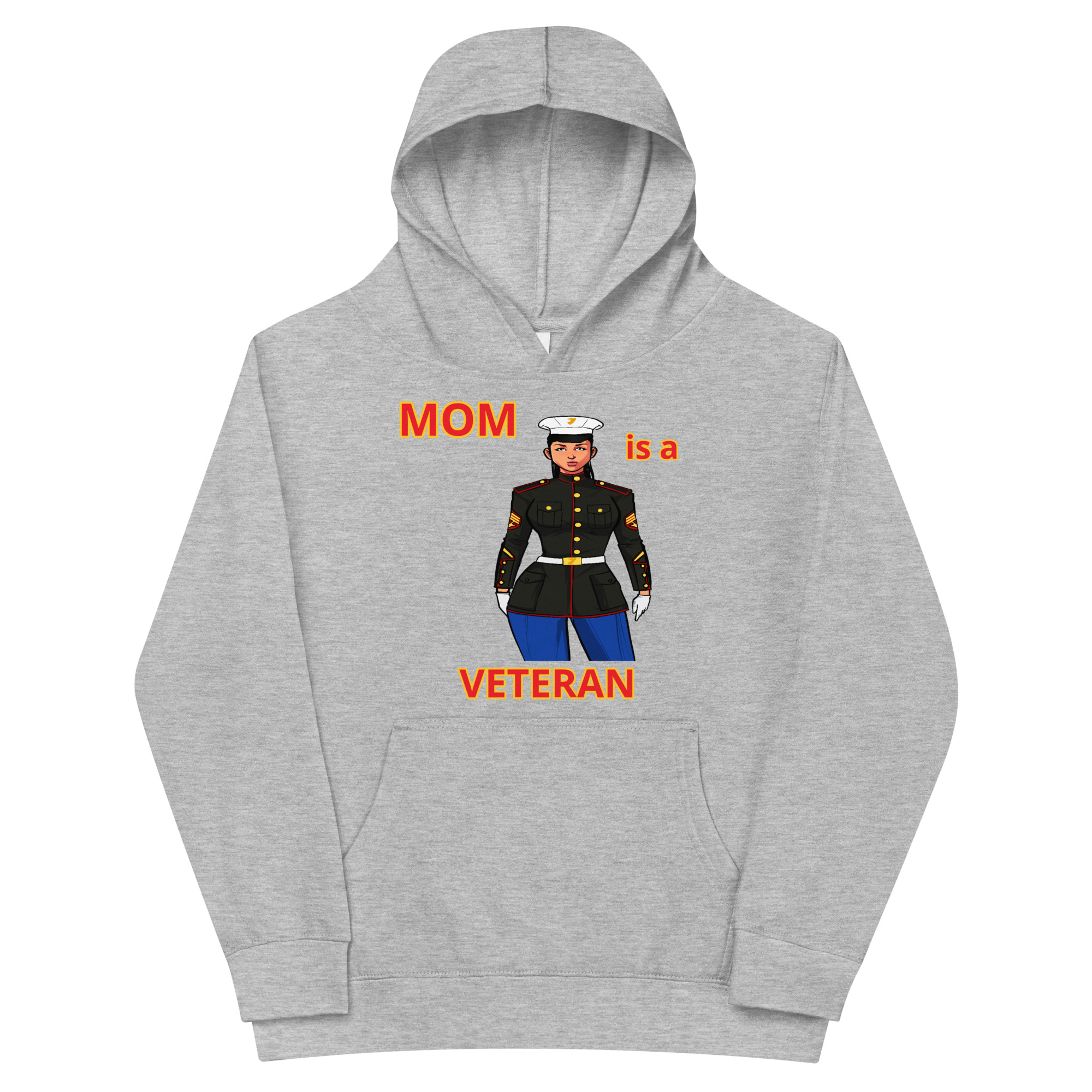 MOM IS A VETERAN TOO FOWER Kids Fleece Hoodie - Image 3