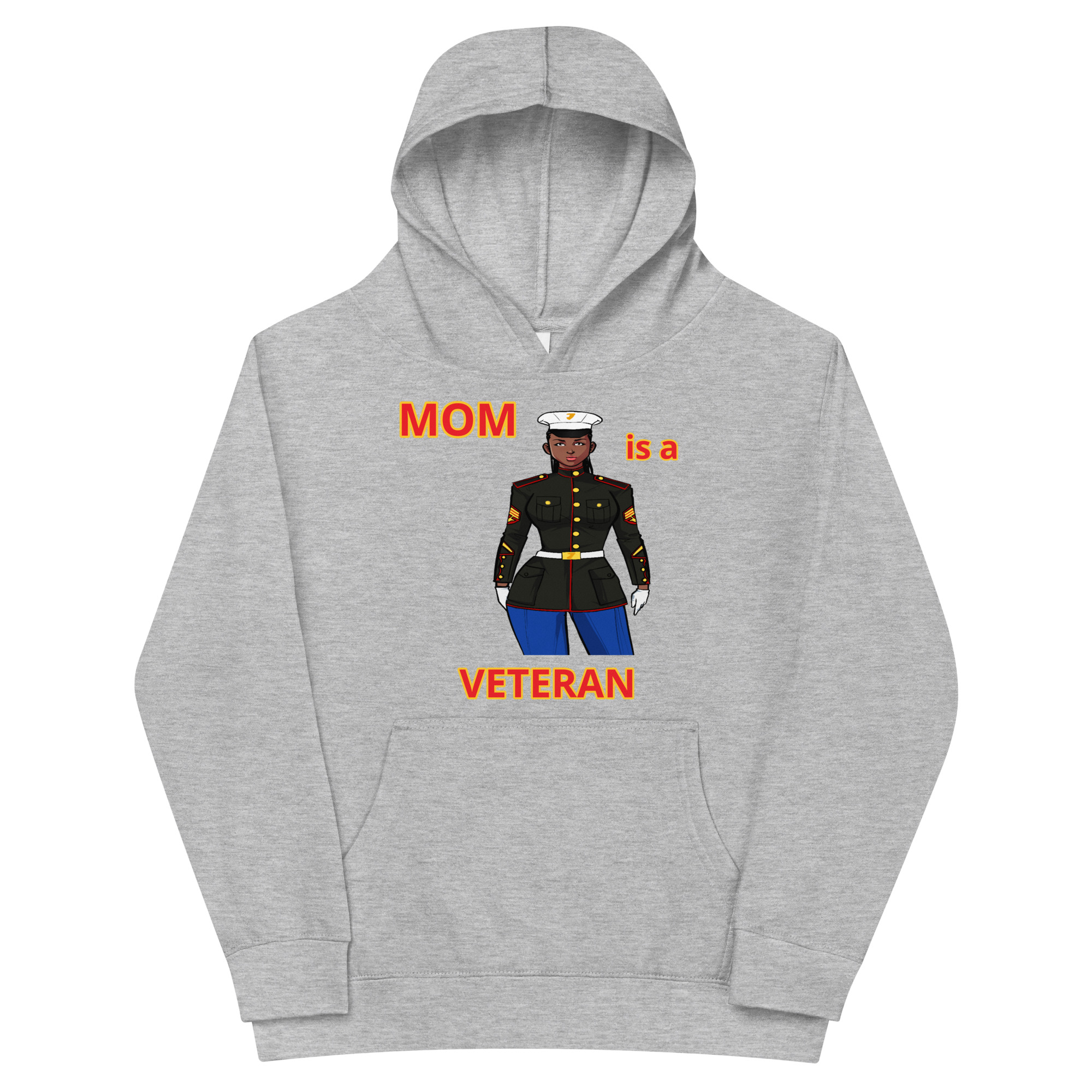 MOM IS A VETERAN TOO FOWER Kids Fleece Hoodie - Image 3