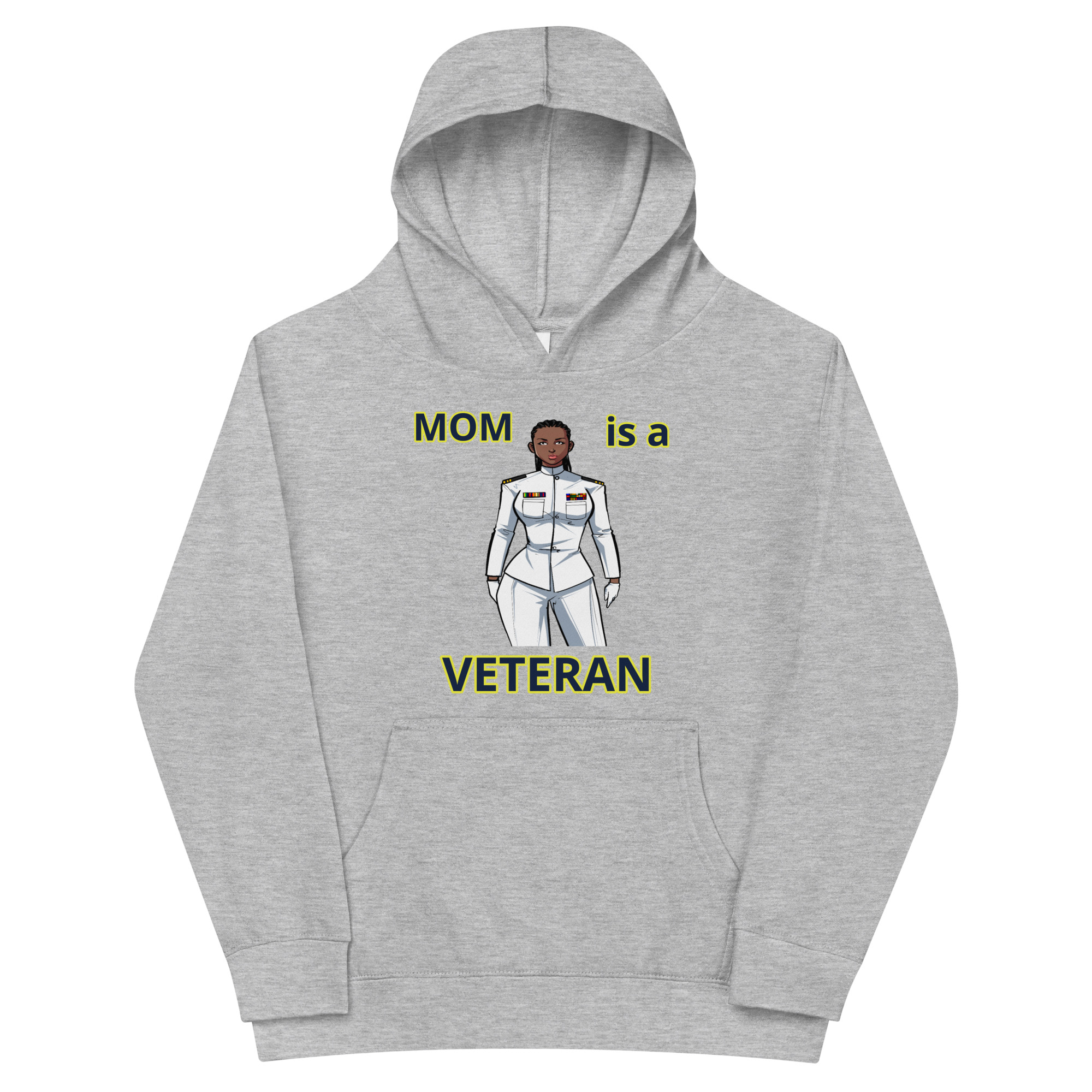 MOM IS A VETERAN TOO FOWER Kids Fleece Hoodie - Image 3
