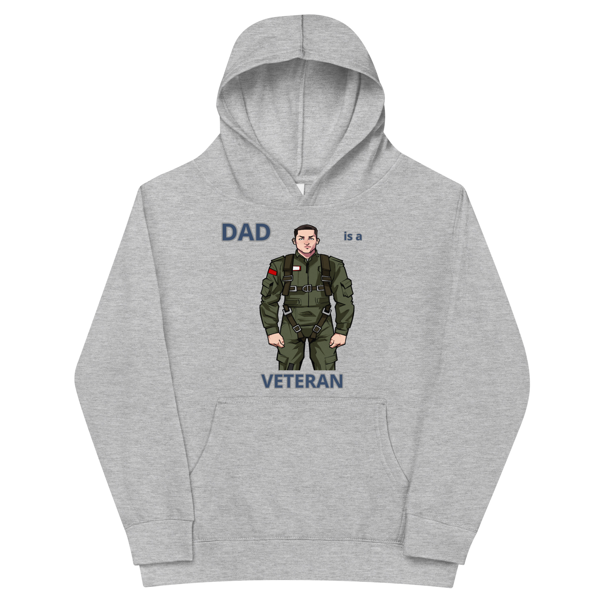 DAD IS A VETERAN TOO FOWER Kids Fleece Hoodie - Image 3