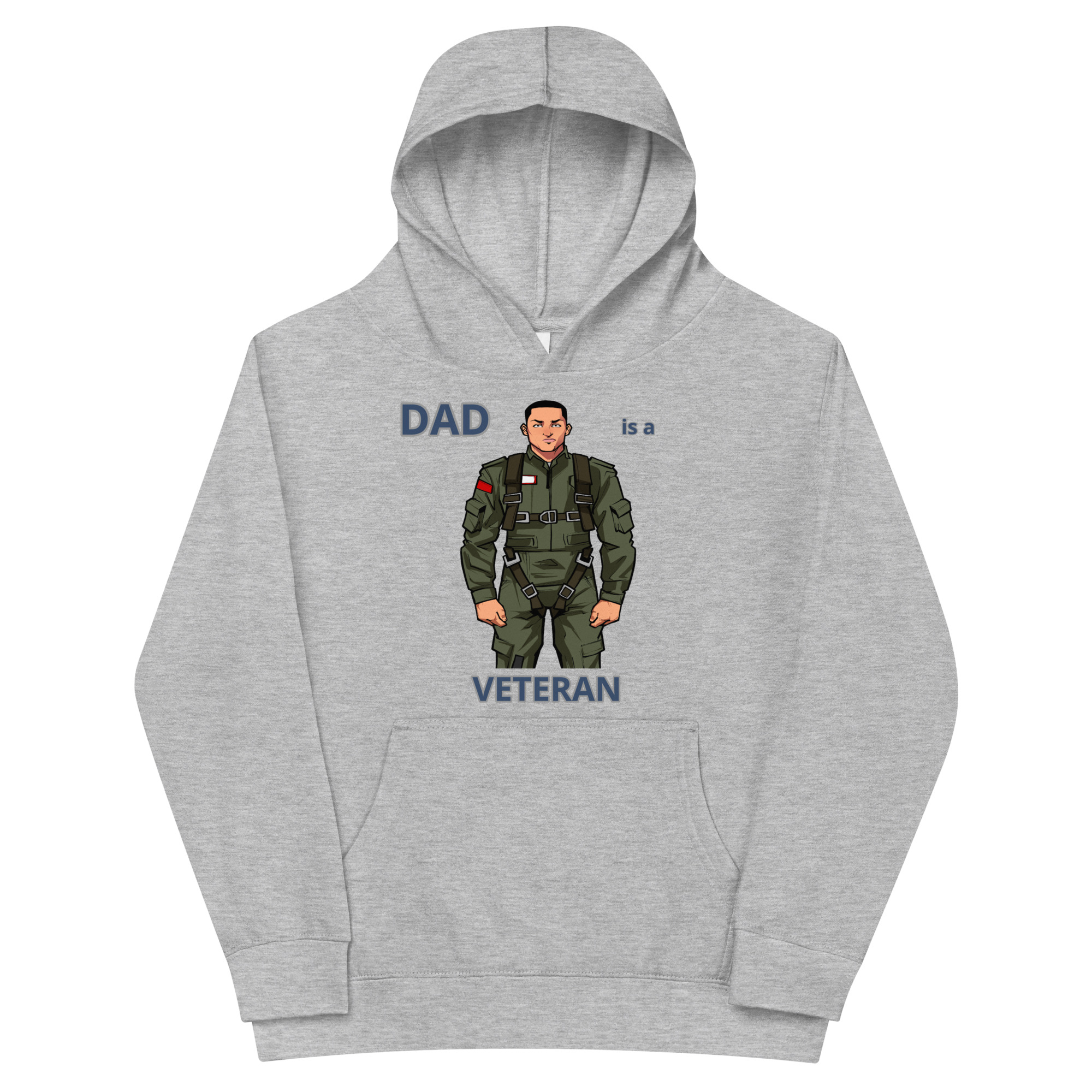 DAD IS A VETERAN TOO FOWER Kids Fleece Hoodie - Image 3