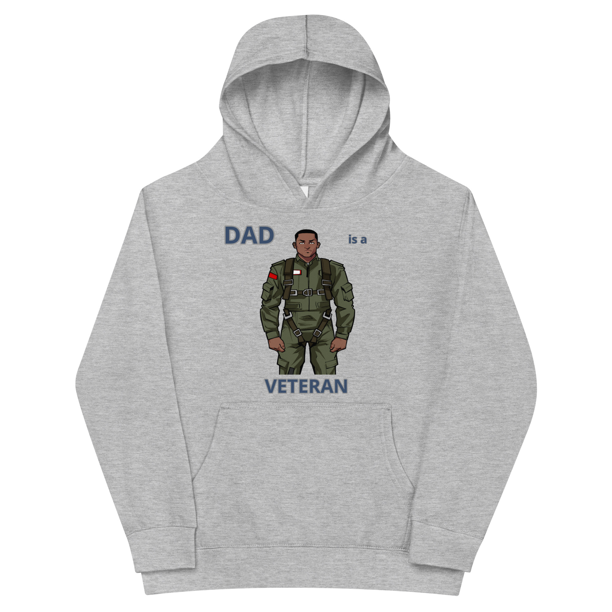 DAD IS A VETERAN TOO FOWER Kids Fleece Hoodie - Image 3