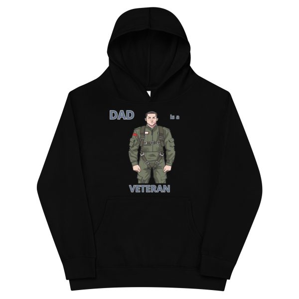 DAD IS A VETERAN TOO FOWER Kids Fleece Hoodie