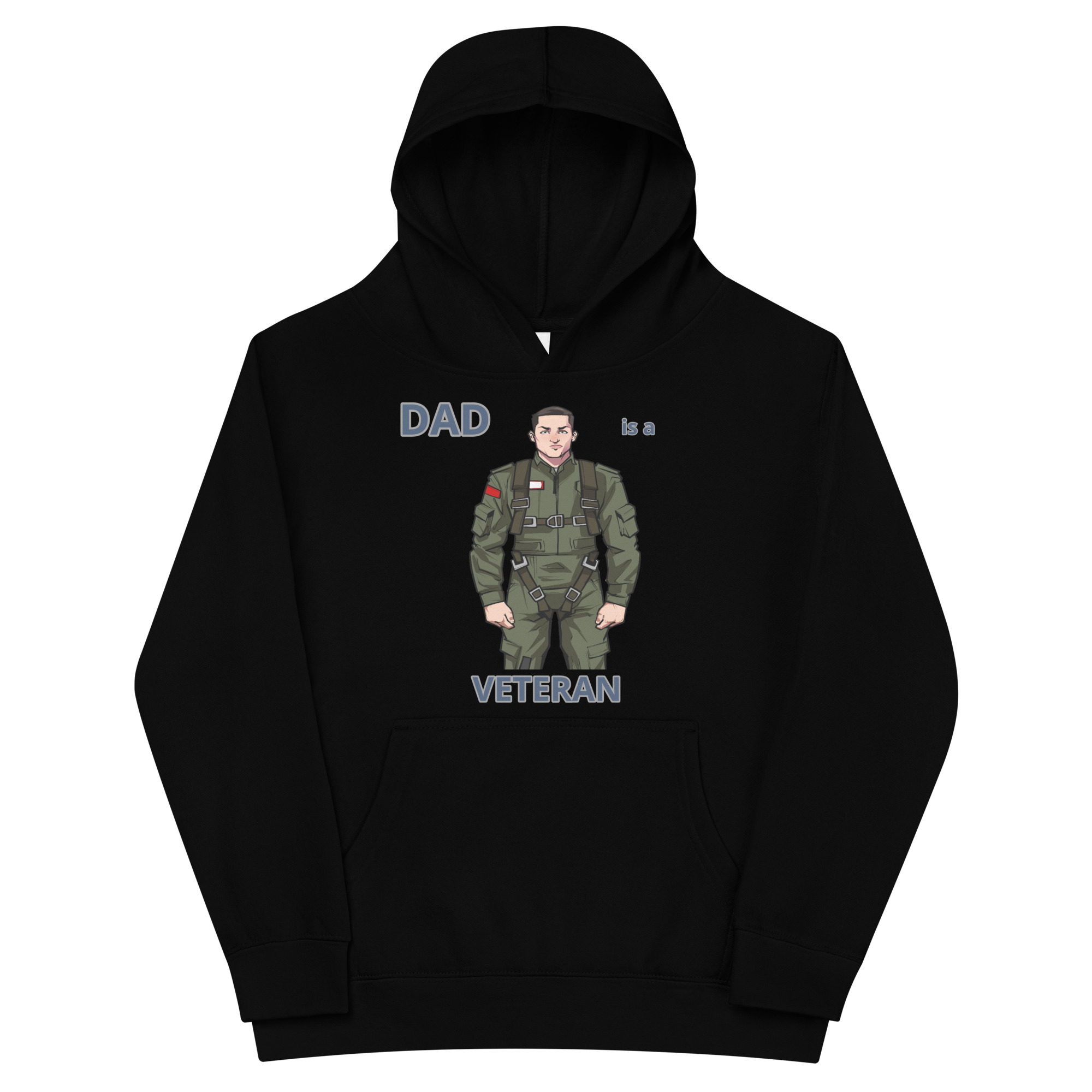DAD IS A VETERAN TOO FOWER Kids Fleece Hoodie
