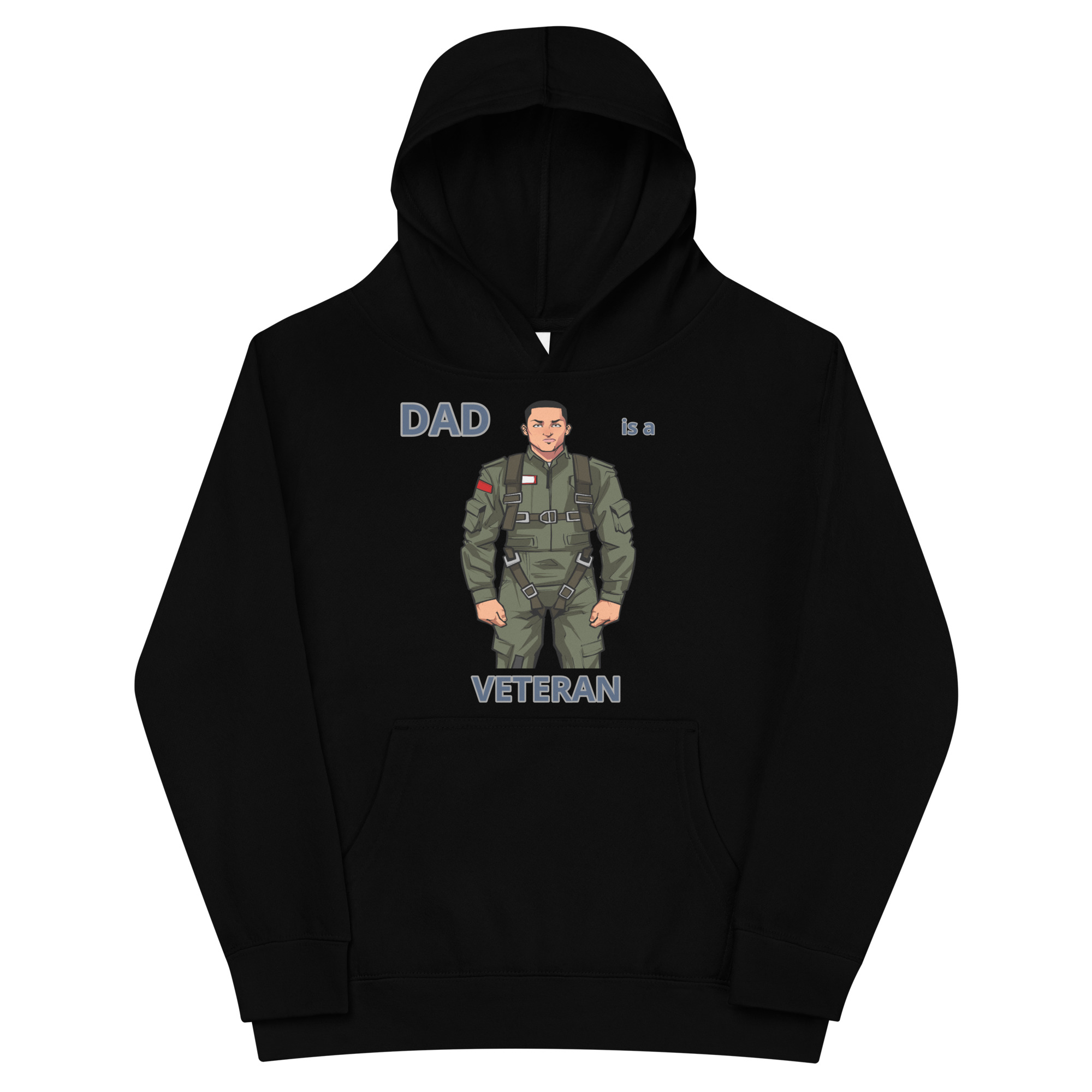 DAD IS A VETERAN TOO FOWER Kids Fleece Hoodie