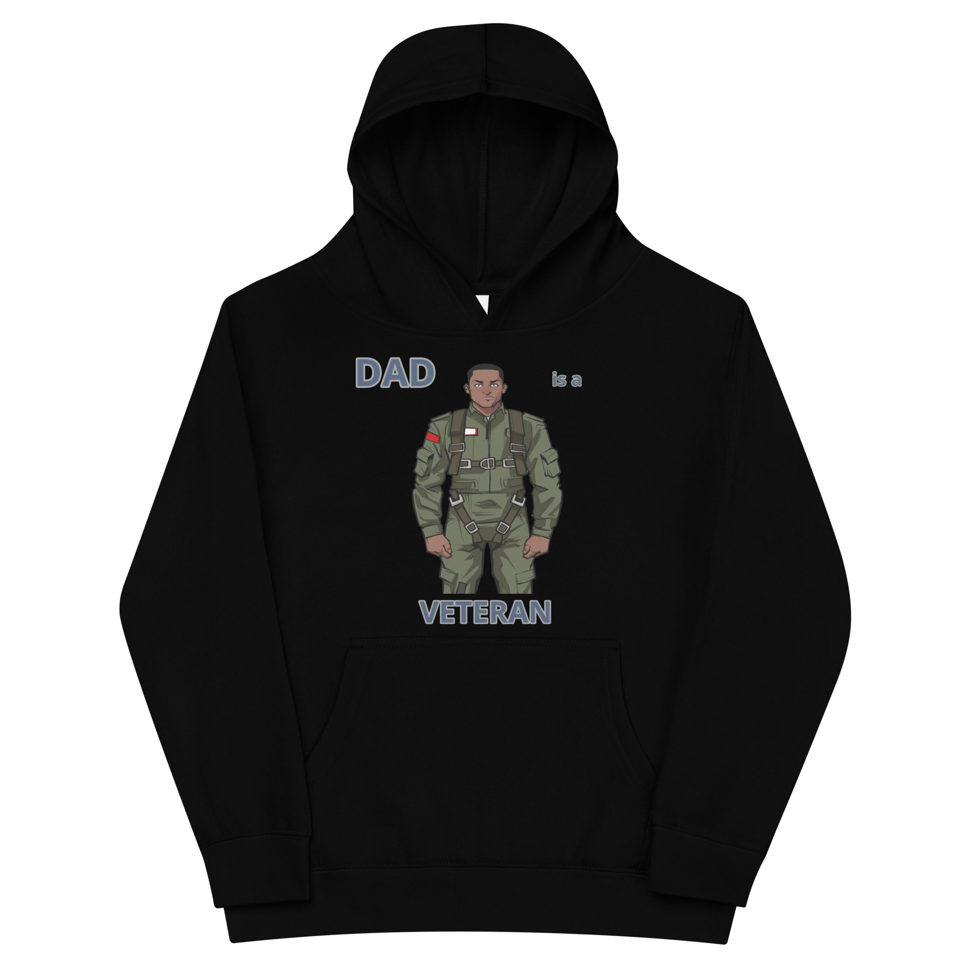 DAD IS A VETERAN TOO FOWER Kids Fleece Hoodie