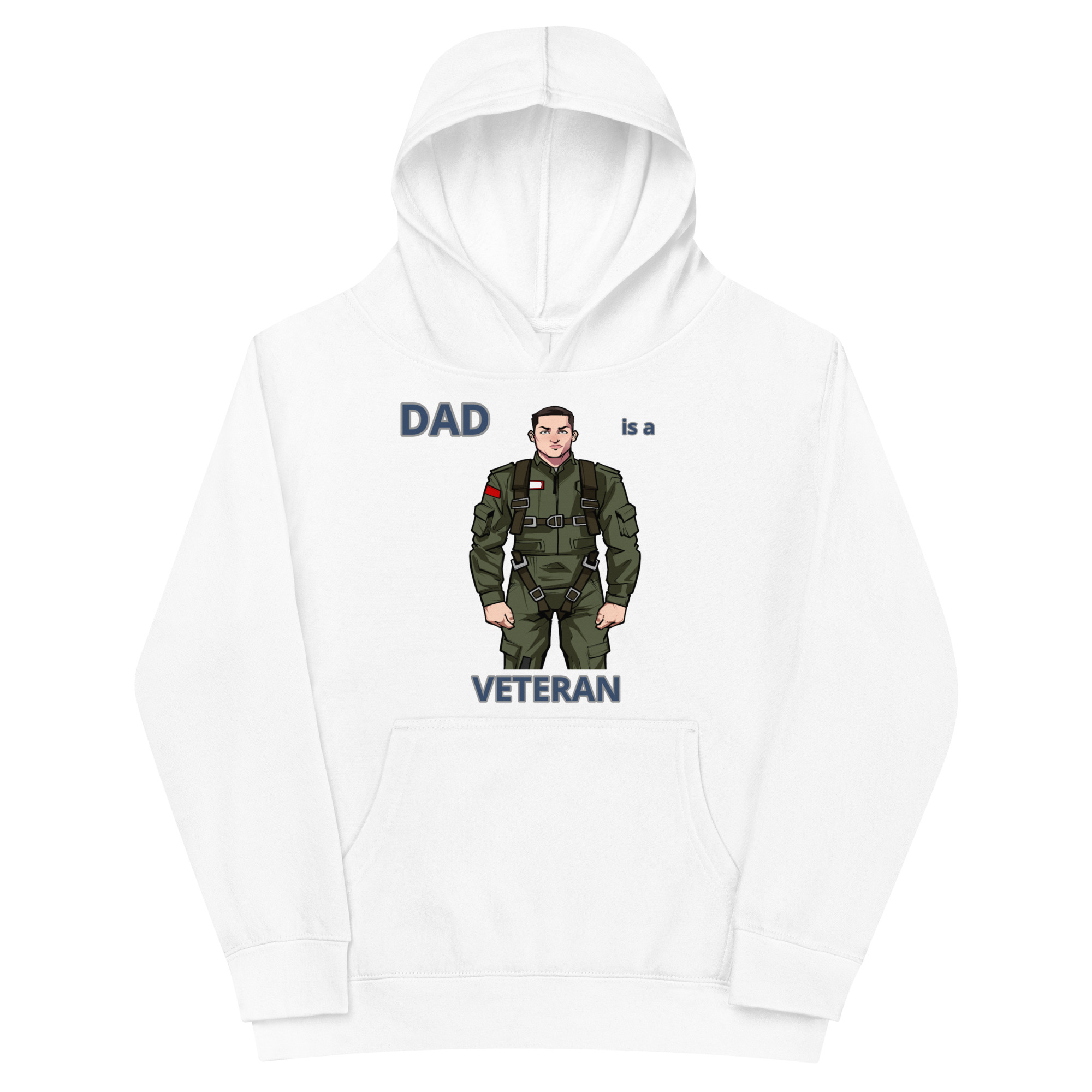 DAD IS A VETERAN TOO FOWER Kids Fleece Hoodie - Image 5