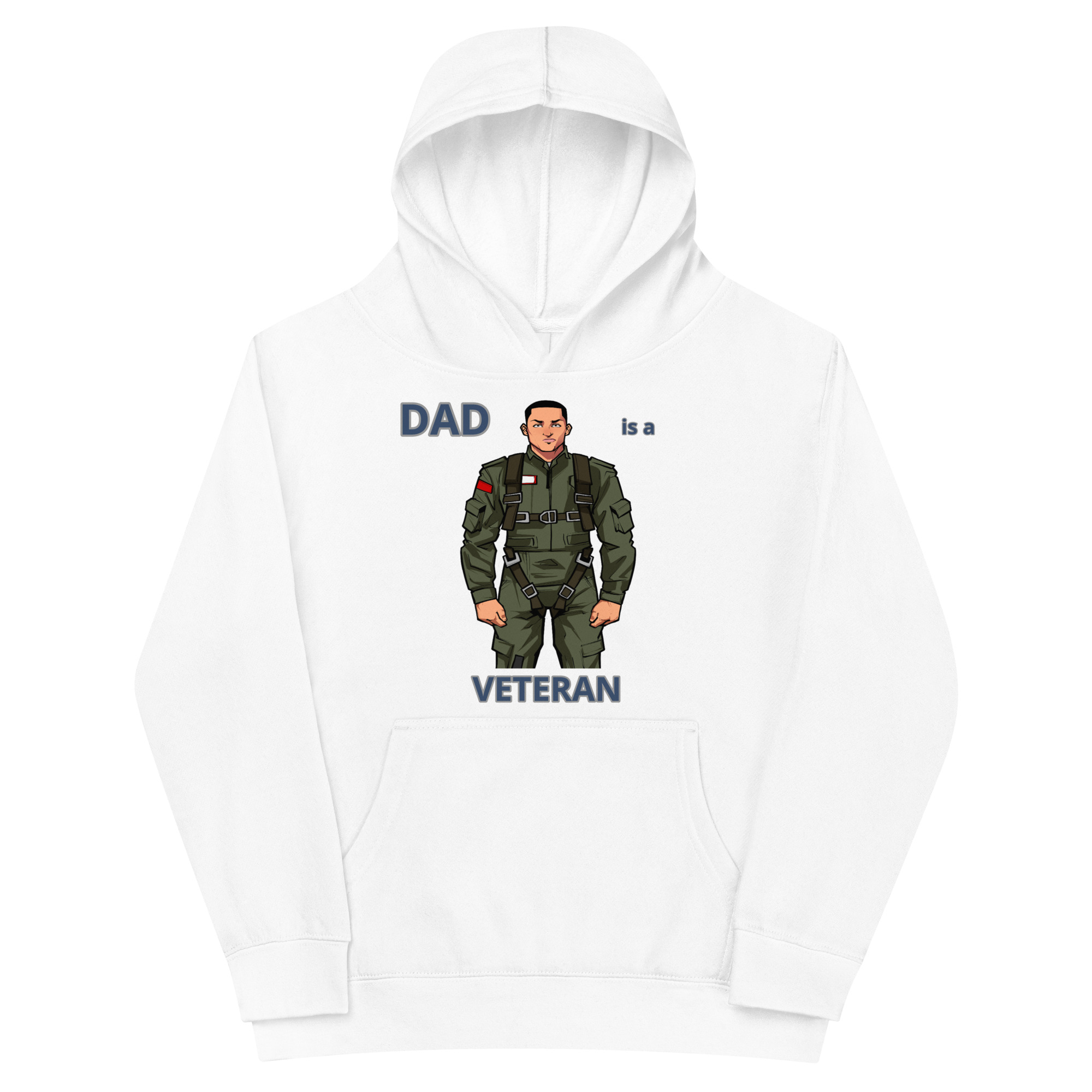 DAD IS A VETERAN TOO FOWER Kids Fleece Hoodie - Image 5