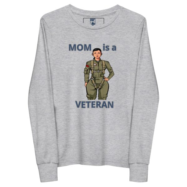 MOM IS A VETERAN TOO FOWER Youth Long Sleeve Tee - Image 3
