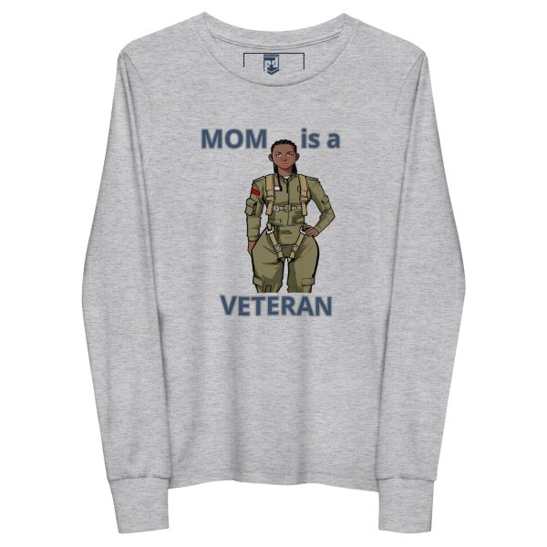 MOM IS A VETERAN TOO FOWER Youth Long Sleeve Tee - Image 3