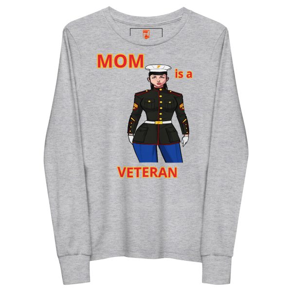 MOM IS A VETERAN TOO FOWER Youth Long Sleeve Tee - Image 3