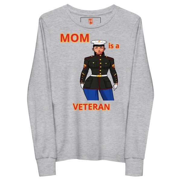 MOM IS A VETERAN TOO FOWER Youth Long Sleeve Tee - Image 3
