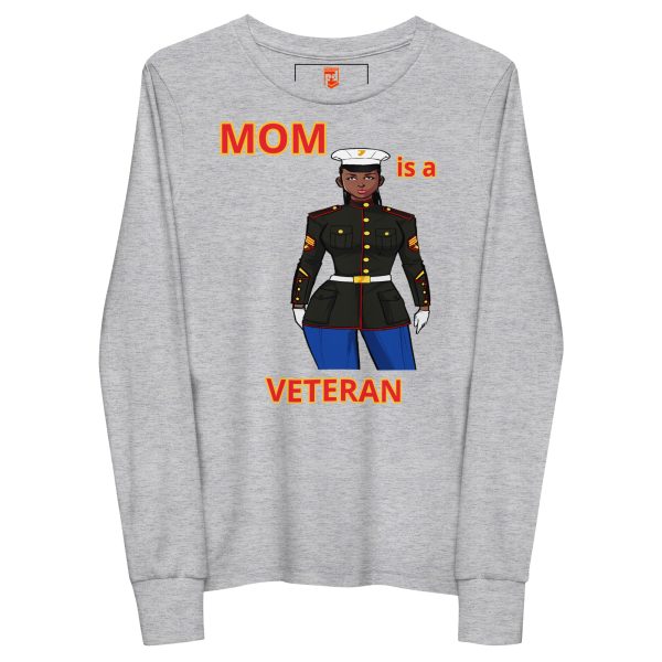 MOM IS A VETERAN TOO FOWER Youth Long Sleeve Tee - Image 3