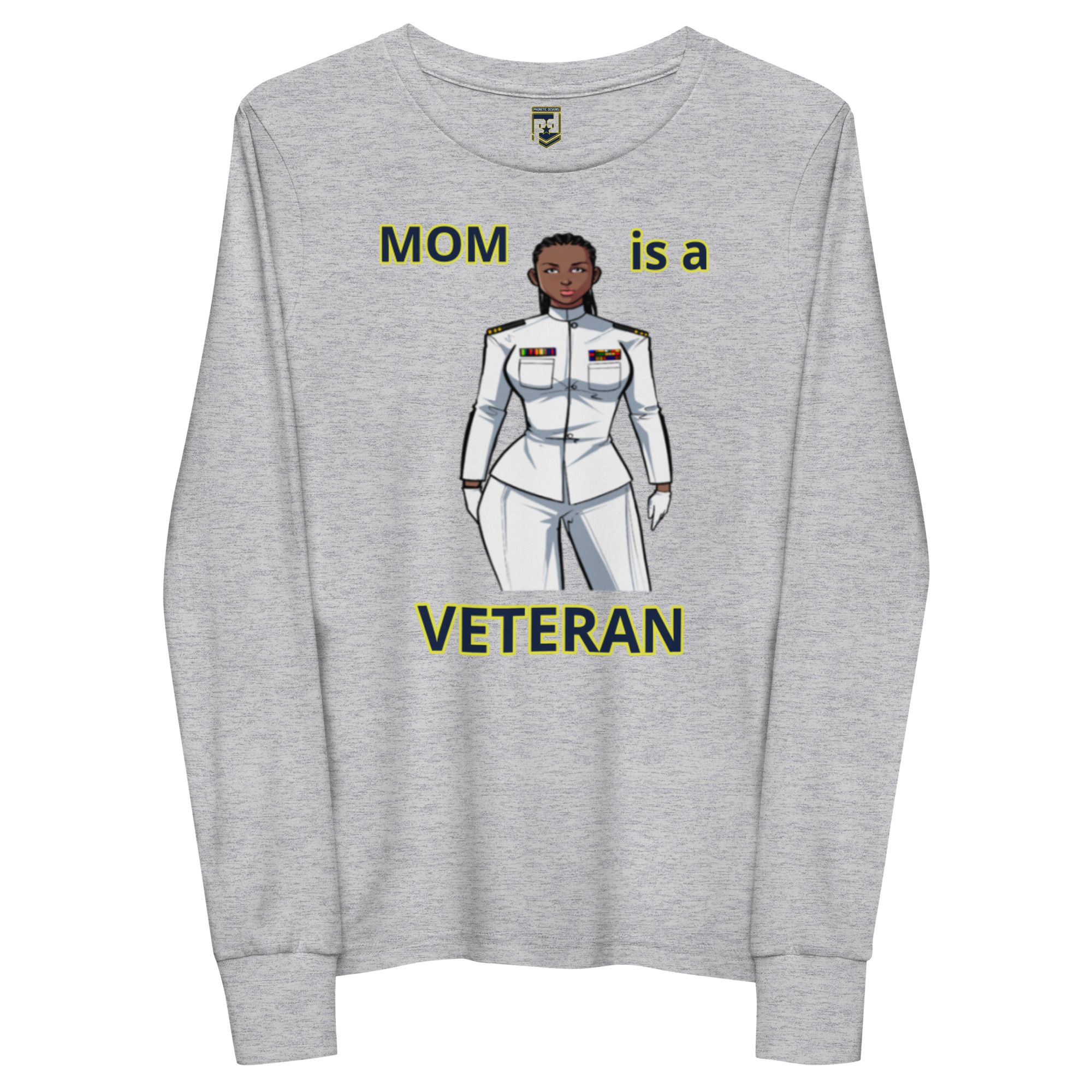 MOM IS A VETERAN TOO FOWER Youth Long Sleeve Tee - Image 3