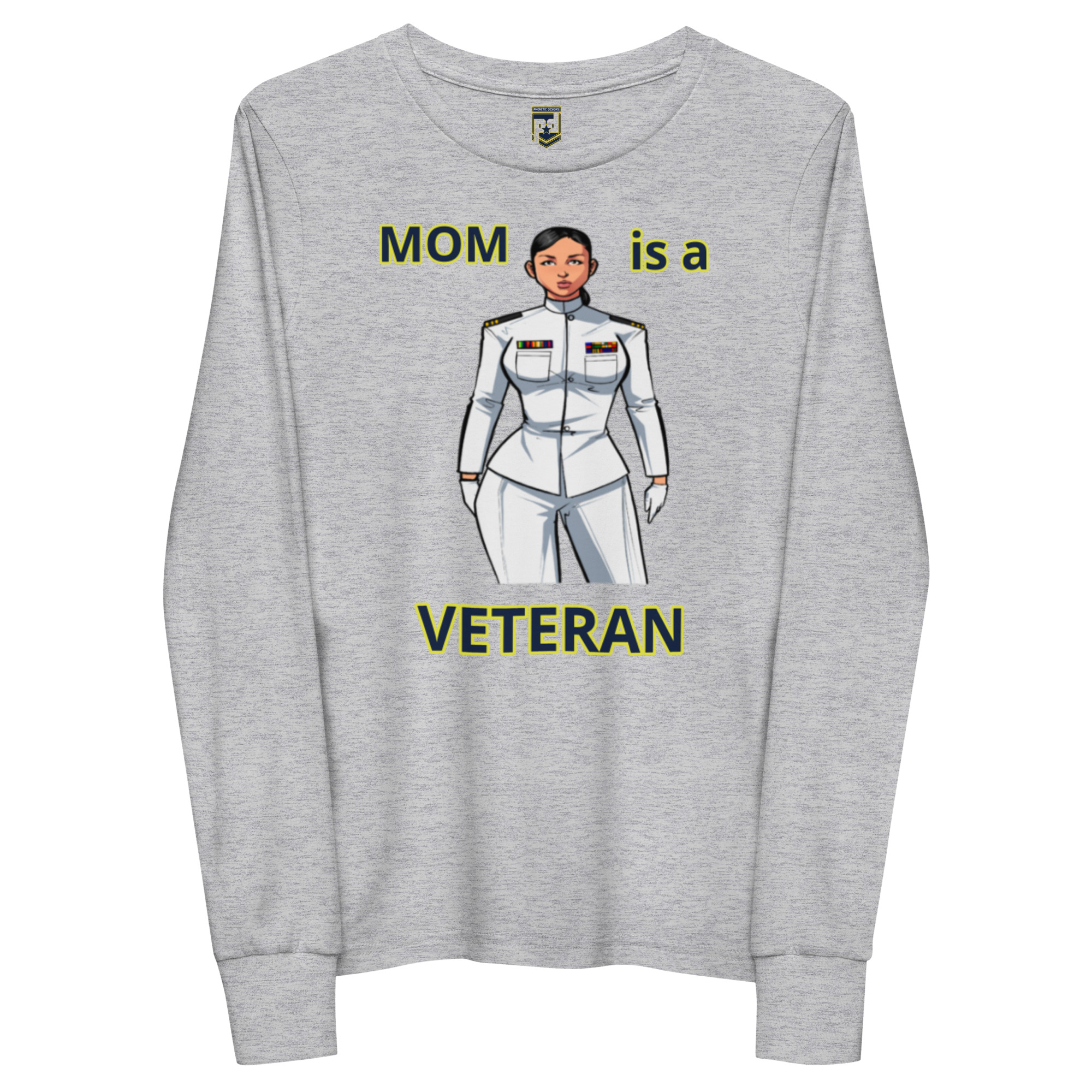MOM IS A VETERAN TOO FOWER Youth Long Sleeve Tee - Image 3