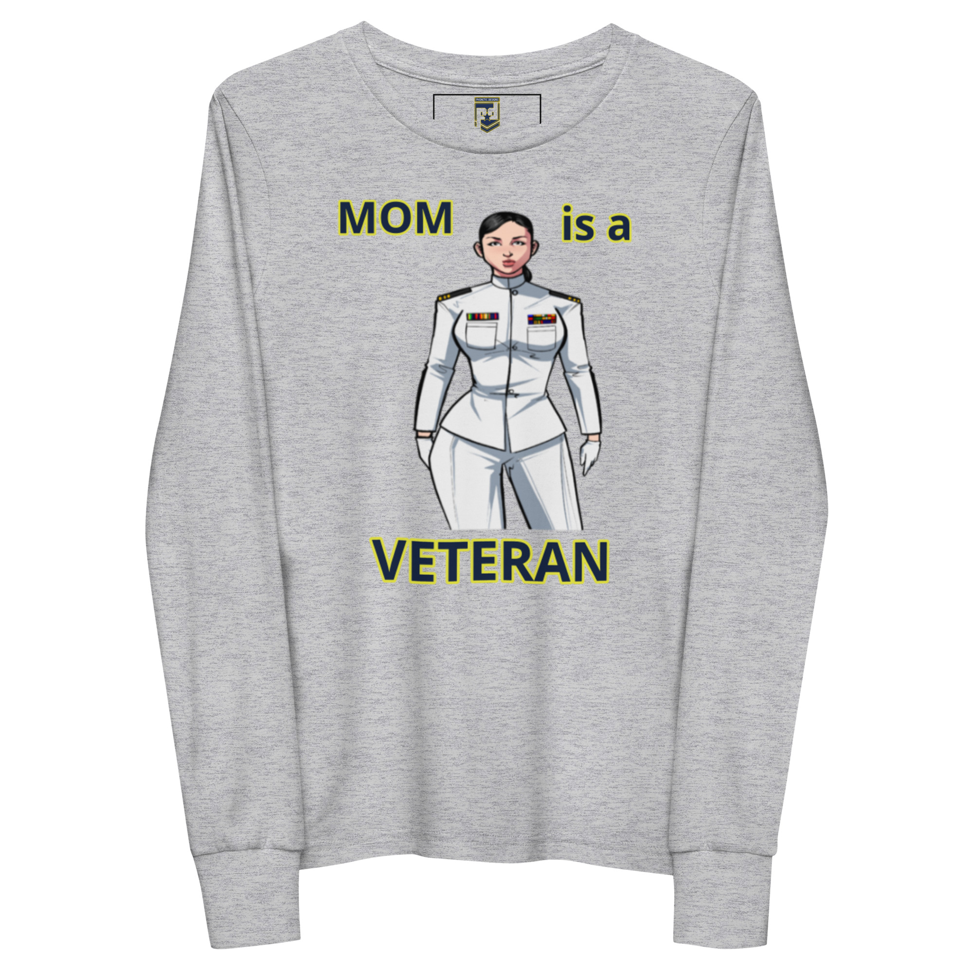MOM IS A VETERAN TOO FOWER Youth Long Sleeve Tee - Image 3