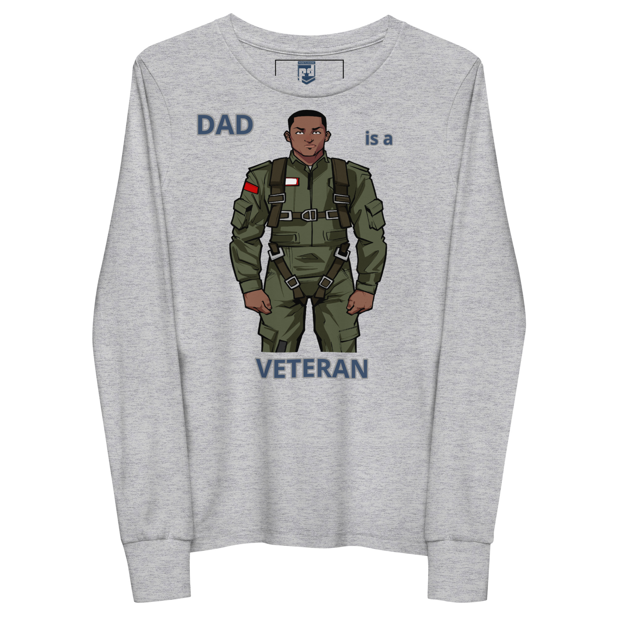 DAD IS A VETERAN TOO FOWER Youth Long Sleeve Tee - Image 3