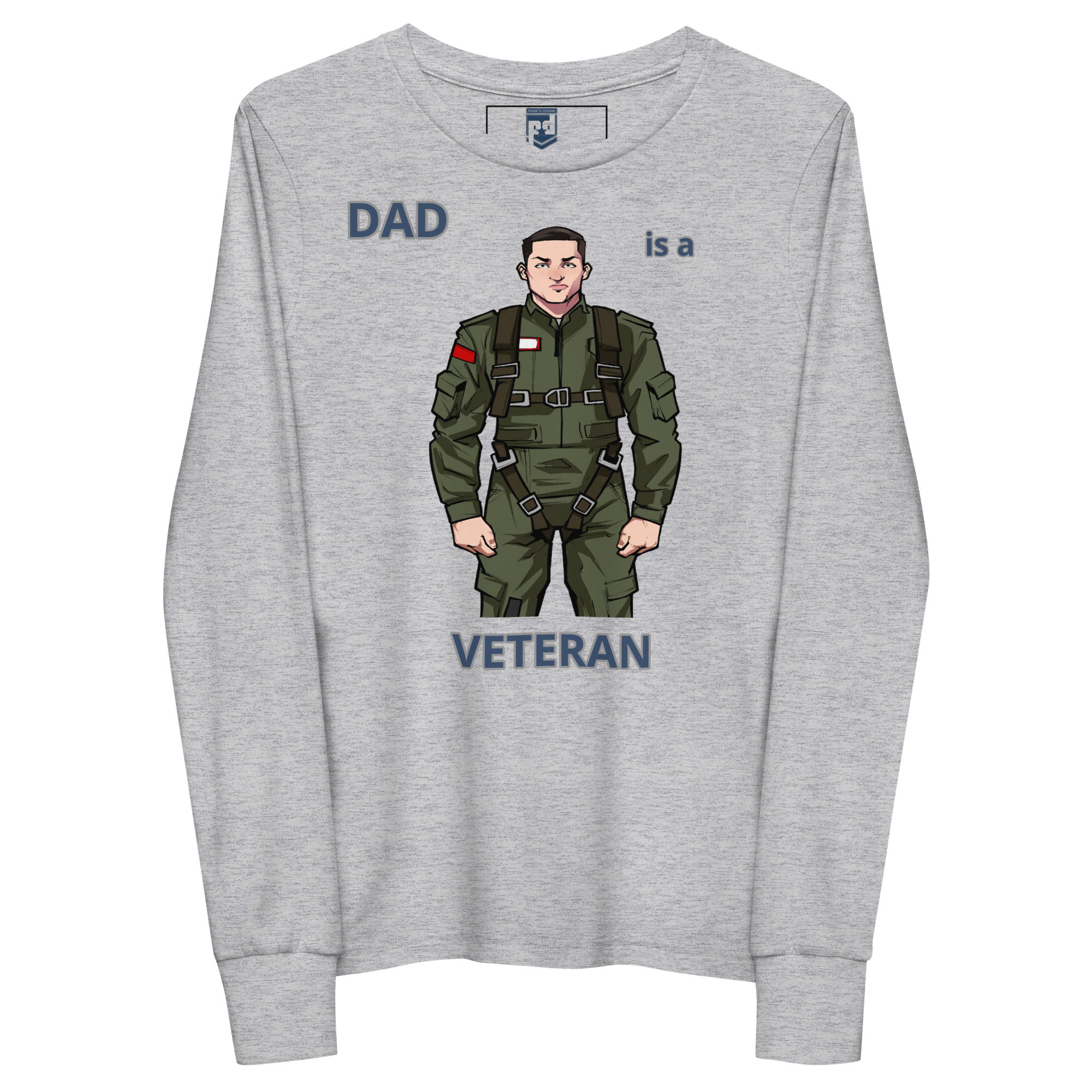 DAD IS A VETERAN TOO FOWER Youth Long Sleeve Tee - Image 3