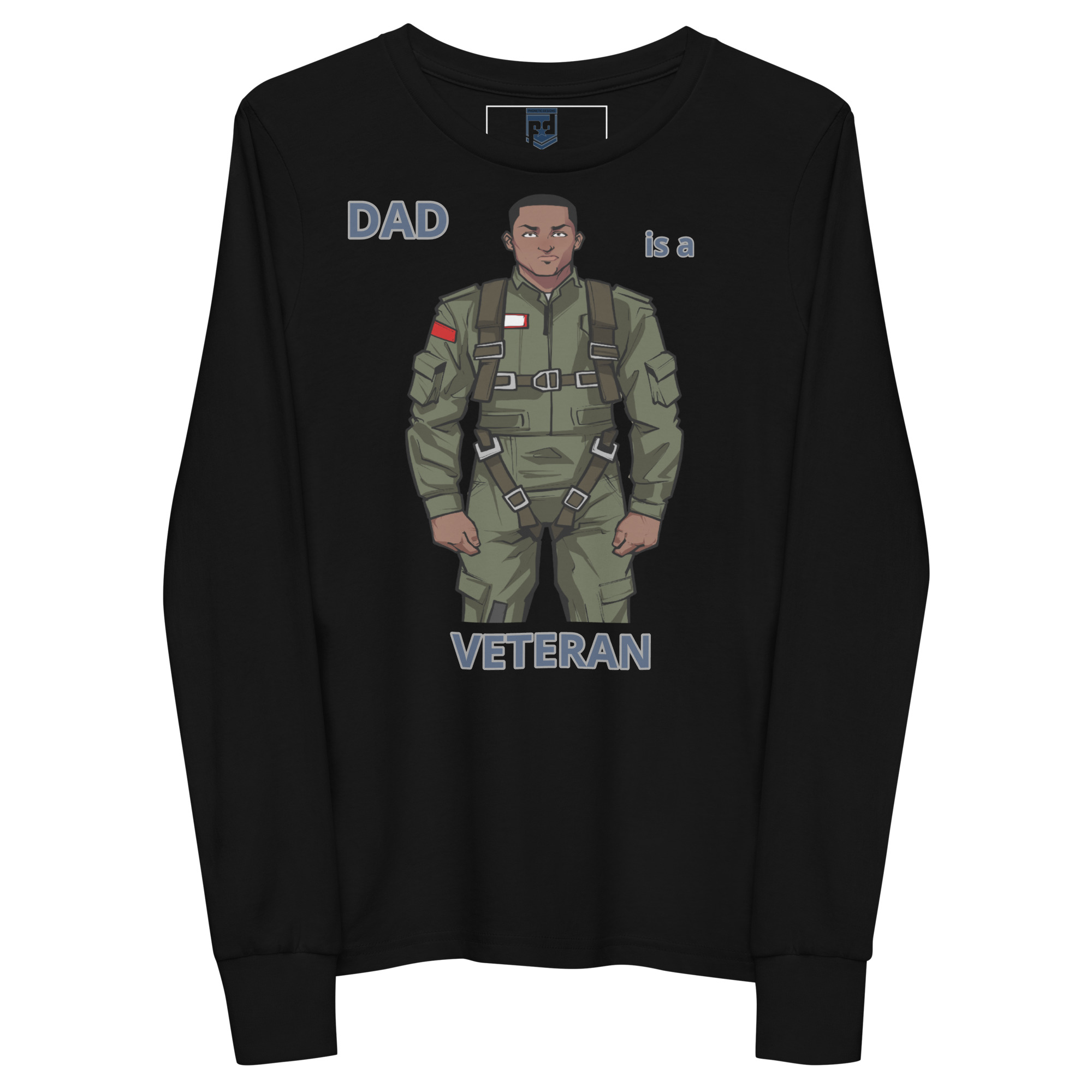 DAD IS A VETERAN TOO FOWER Youth Long Sleeve Tee