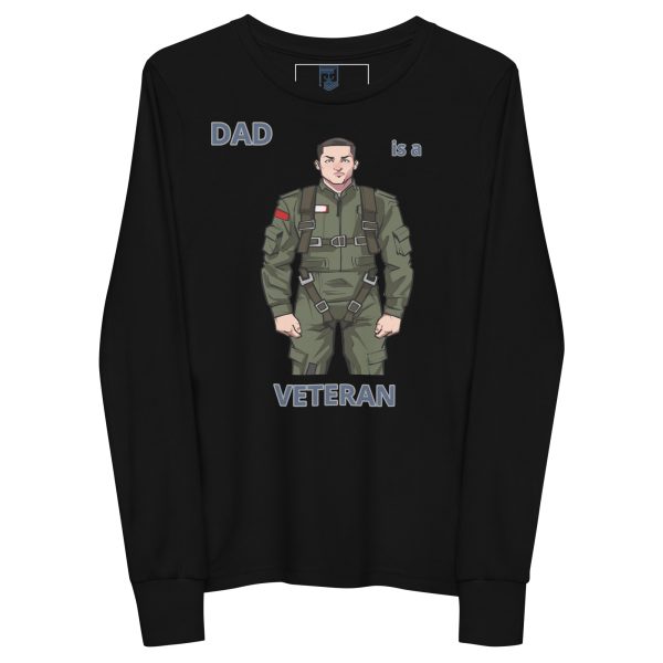 DAD IS A VETERAN TOO FOWER Youth Long Sleeve Tee