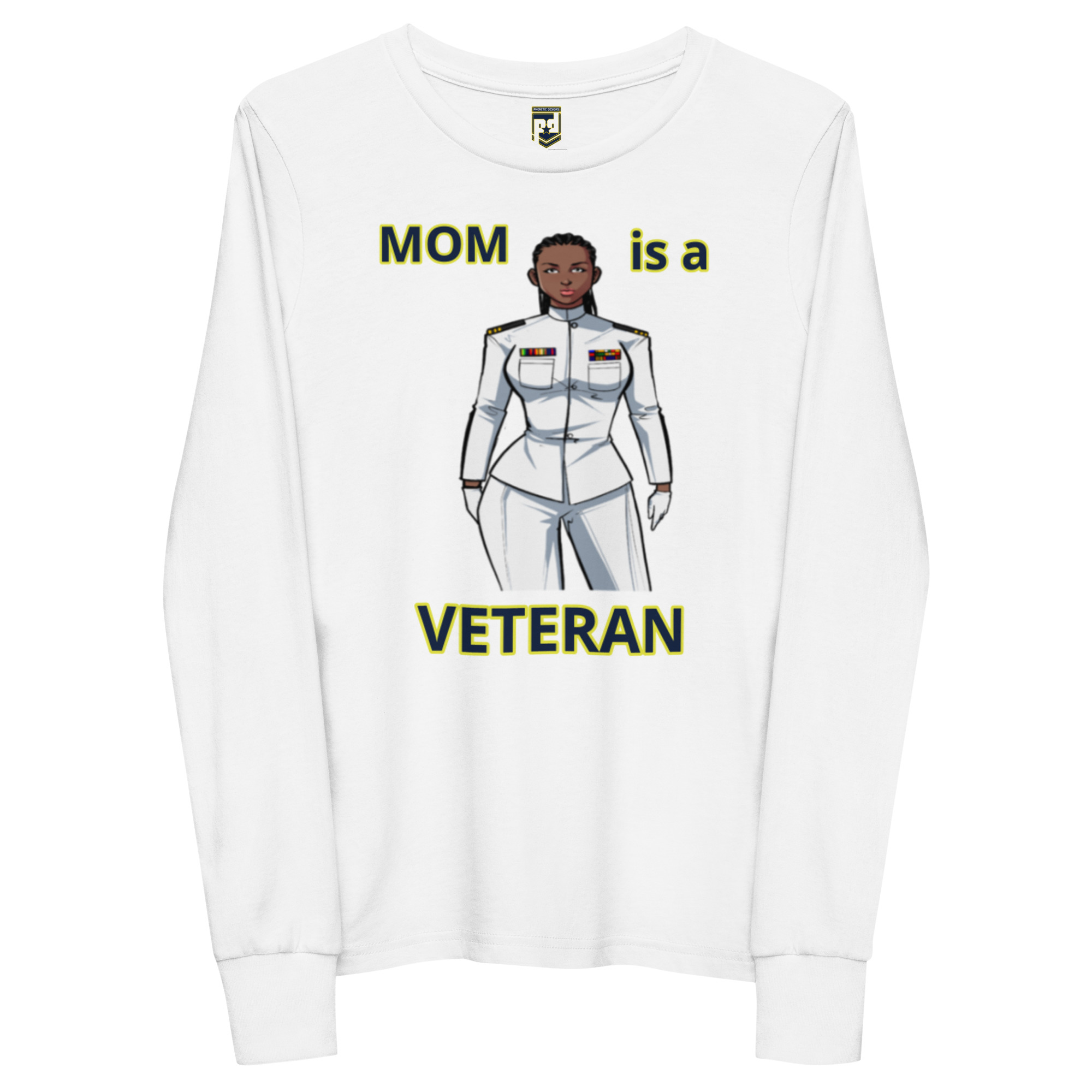 MOM IS A VETERAN TOO FOWER Youth Long Sleeve Tee - Image 5