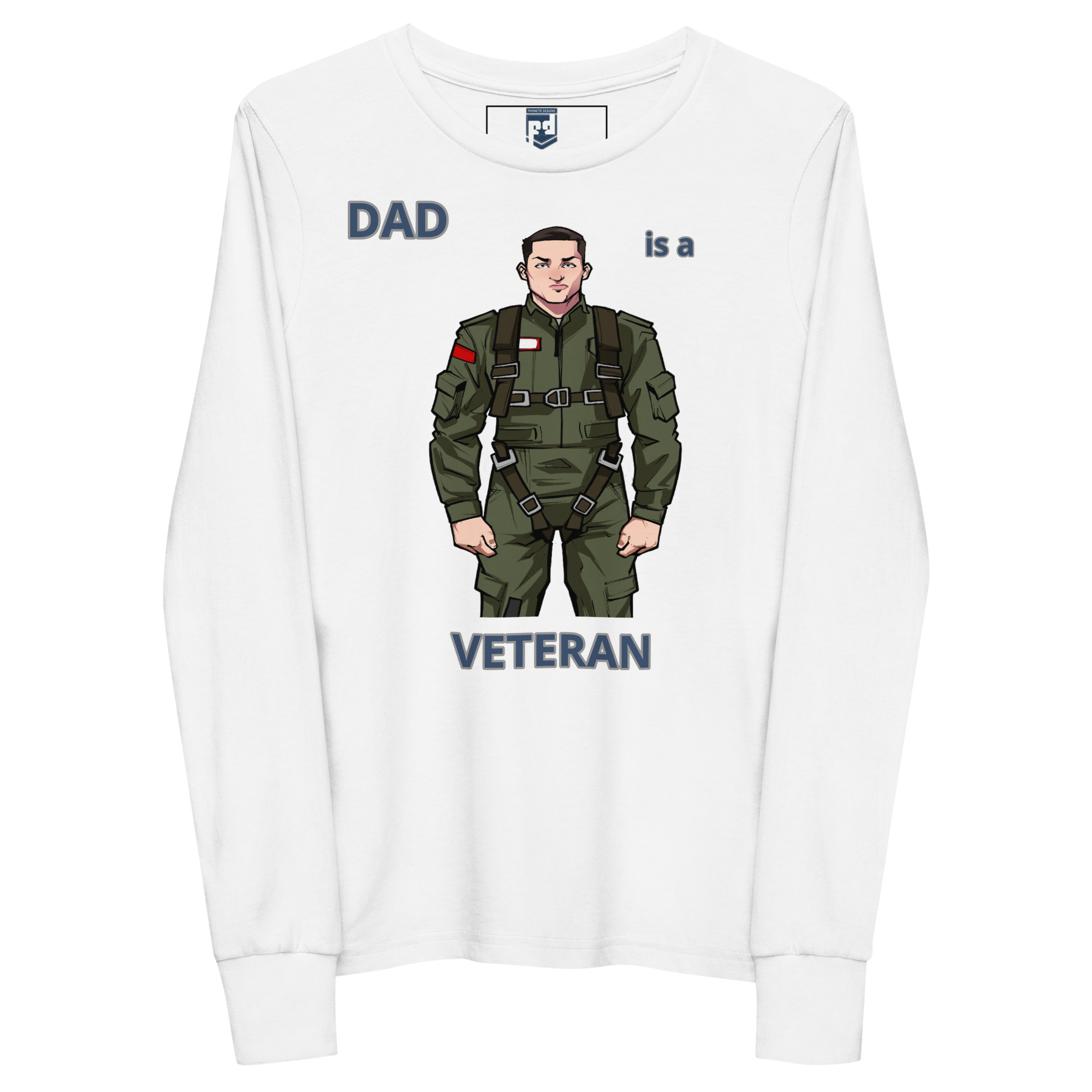 DAD IS A VETERAN TOO FOWER Youth Long Sleeve Tee - Image 5