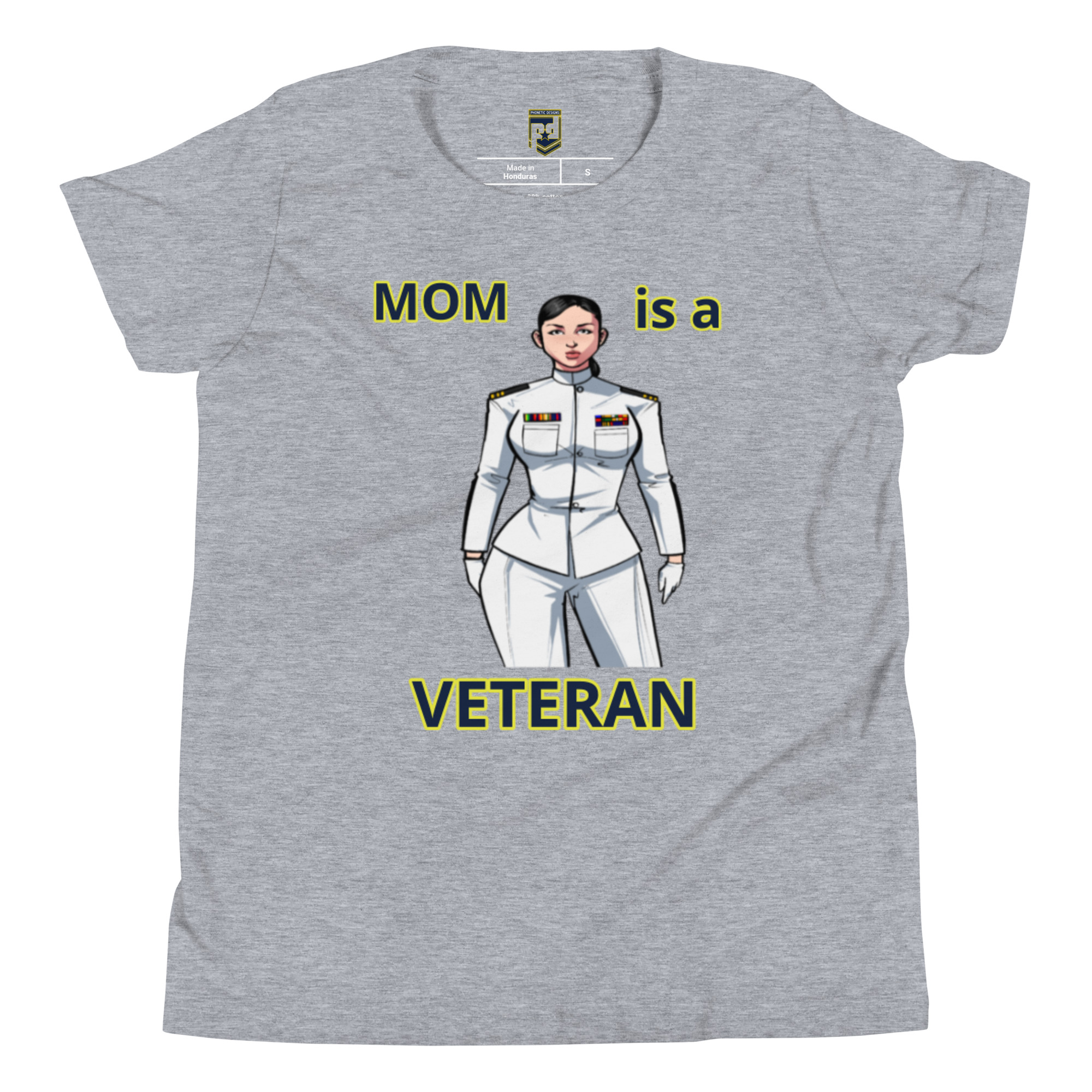 MOM IS A VETERAN TOO FOWER Youth Short Sleeve T-Shirt - Image 3