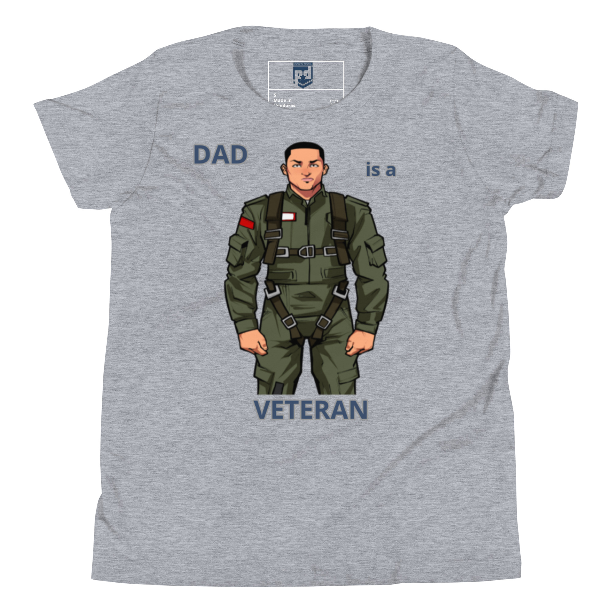 DAD IS A VETERAN TOO FOWER Youth Short Sleeve T-Shirt - Image 3