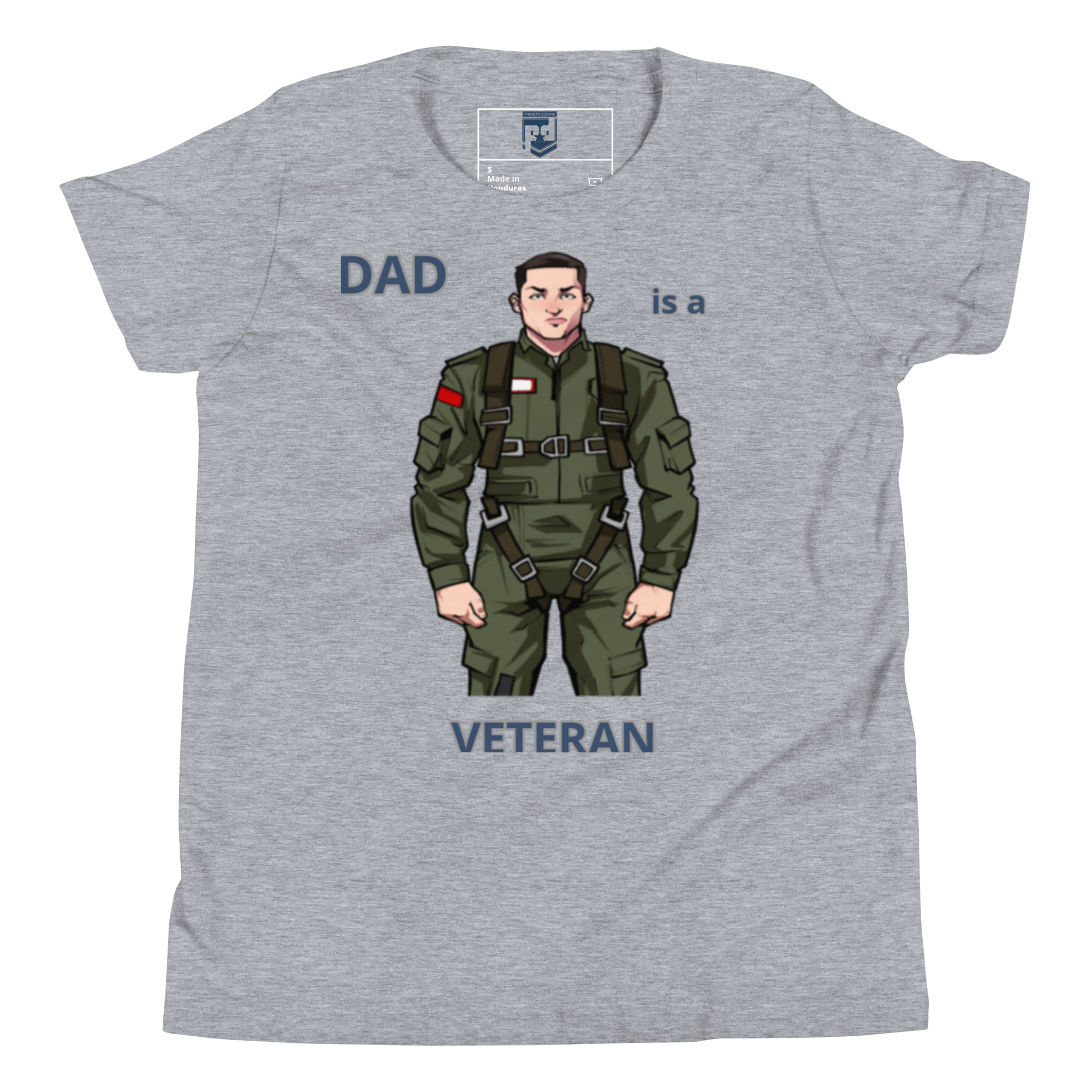 DAD IS A VETERAN TOO FOWER Youth Short Sleeve T-Shirt - Image 3