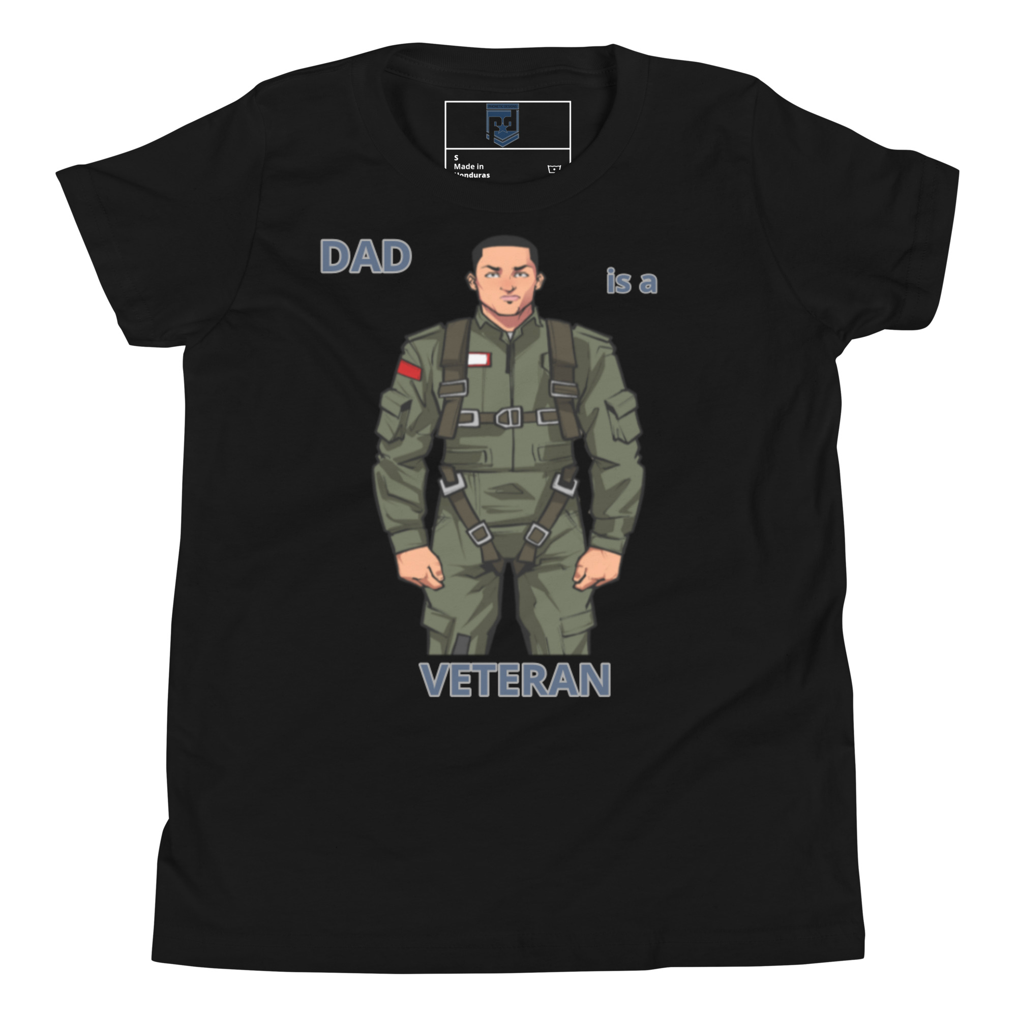 DAD IS A VETERAN TOO FOWER Youth Short Sleeve T-Shirt