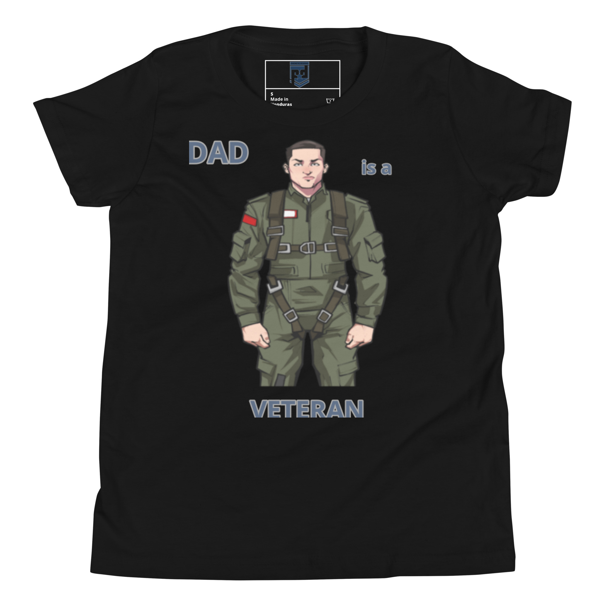 DAD IS A VETERAN TOO FOWER Youth Short Sleeve T-Shirt