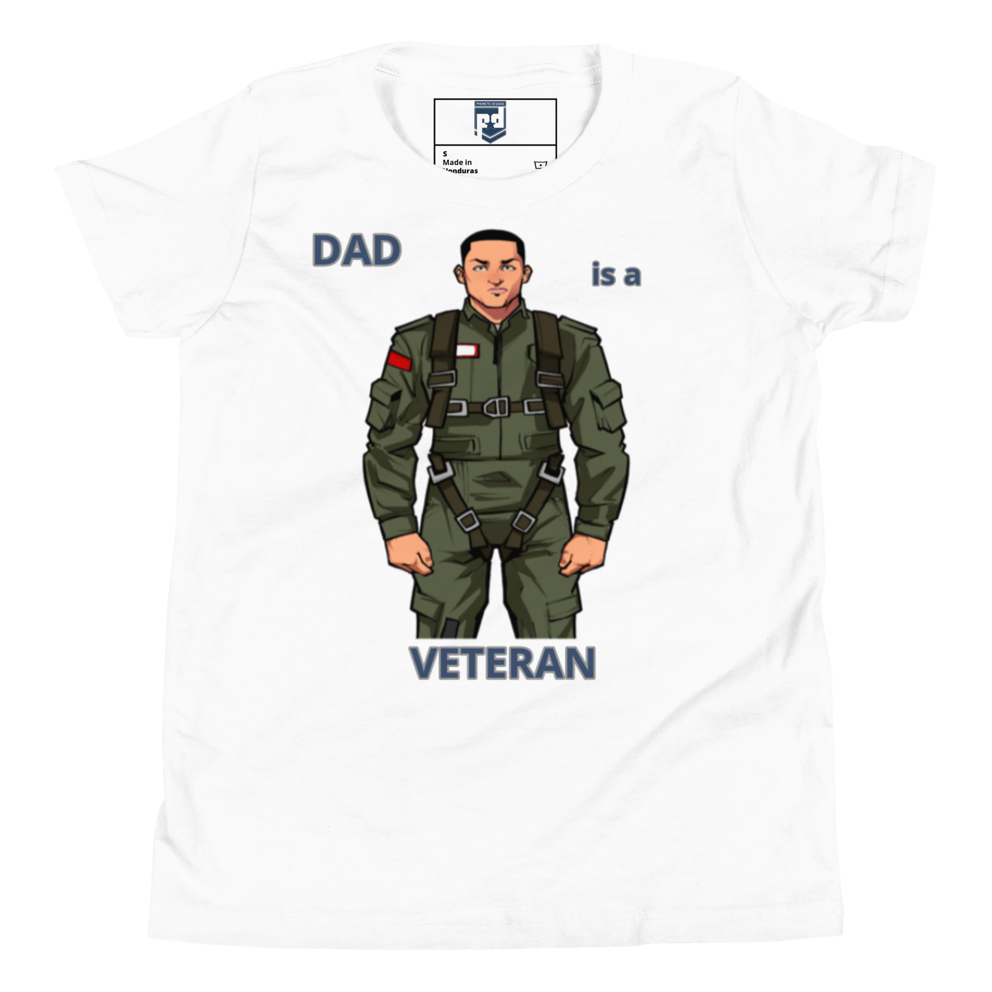 DAD IS A VETERAN TOO FOWER Youth Short Sleeve T-Shirt - Image 5