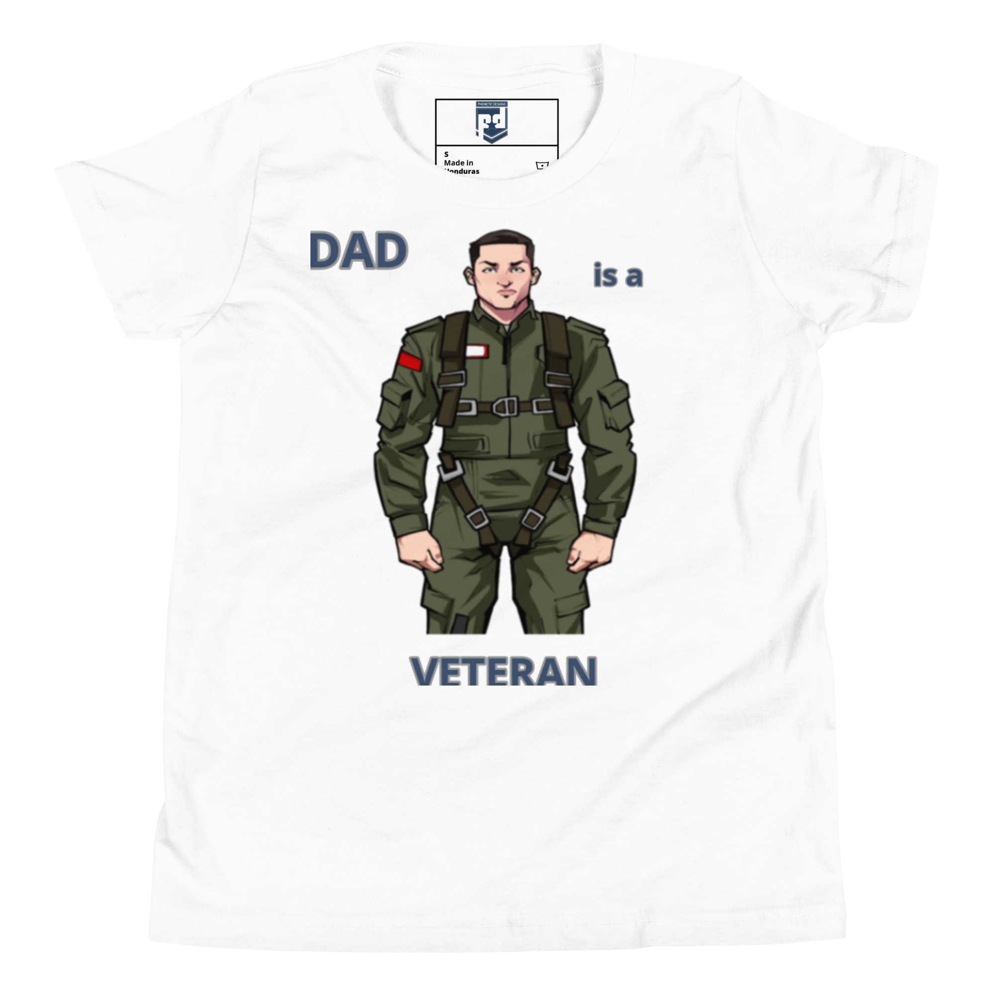 DAD IS A VETERAN TOO FOWER Youth Short Sleeve T-Shirt - Image 5