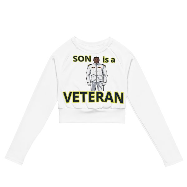 SON IS A VETERAN TOO FOWER Recycled Long-Sleeve Crop Top