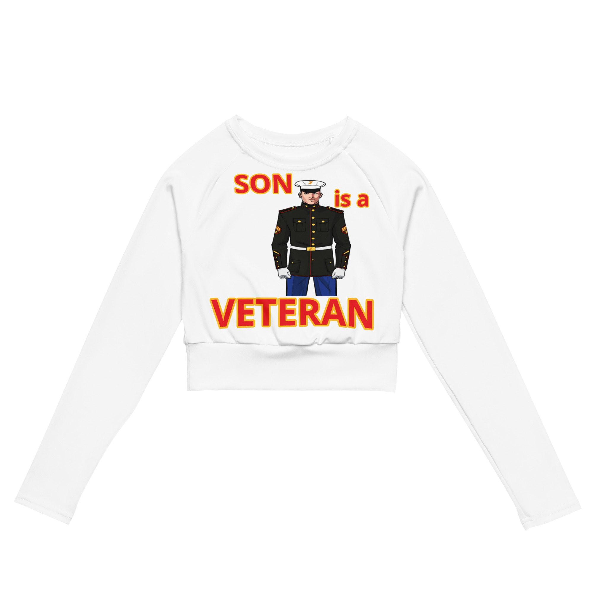 SON IS A VETERAN TOO FOWER Recycled Long-Sleeve Crop Top