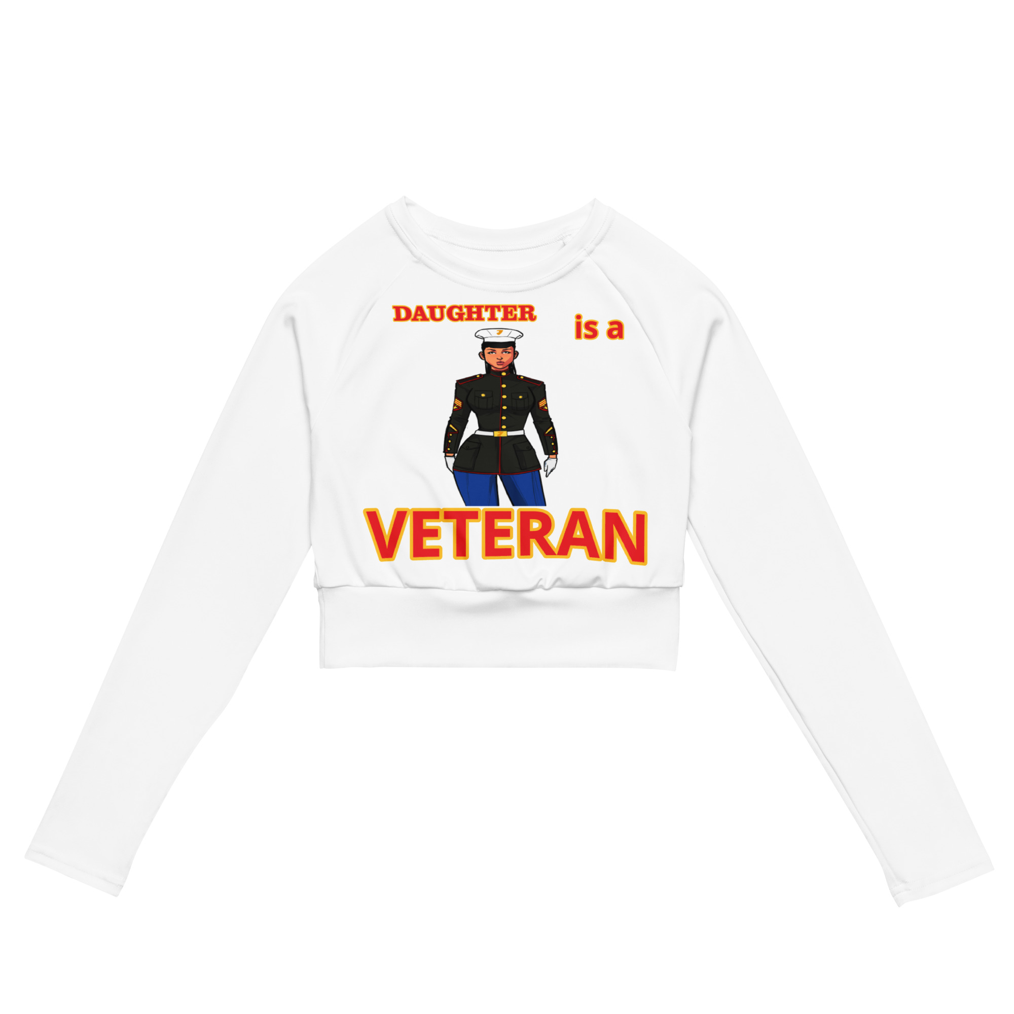 DAUGHTER IS A VETERAN TOO FOWER Recycled Long-Sleeve Crop Top