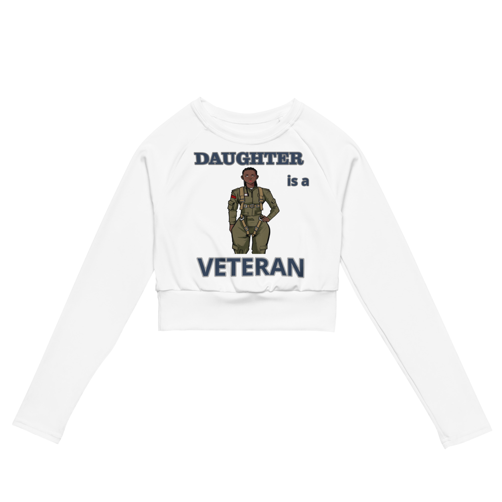 DAUGHTER IS A VETERAN TOO FOWER Recycled Long-Sleeve Crop Top